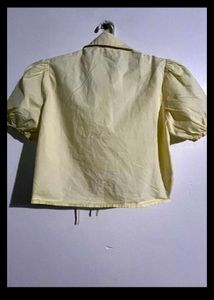 Cream Puff Sleeve Tie-Front Top