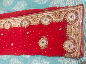Red Embellished Saree with Blouse