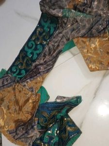 Royal Blue Silk &amp; Net Saree,Gold Pattern &amp;Sequnce