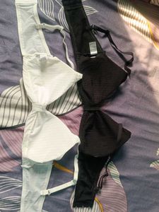 2 Pedded Bra Black And White