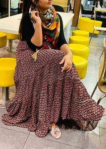 Very Long Full Flared Casual Skirt