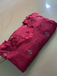 pink kurti with stones