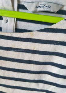White Black Stripes Top With Frill Extender