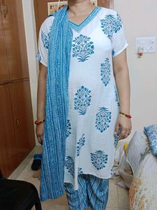 Blue Flower Print Suit