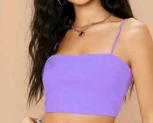 Lavender Rib Knit Crop Cami