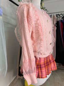 Pink Knit lace Cardigan (coquet)