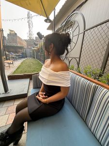 Off-Shoulder Bodycon Dress With Stockings