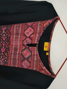 Half Printed Black Kurta