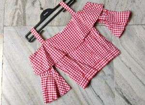 Gingham Off-Shoulder Top