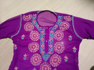 Purple Chikankari Kurti