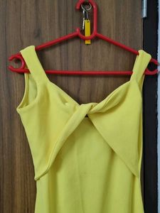 Yellow Sleeveless Dress with Open Back