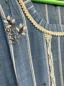 Stunning Blue Striped Kurta
