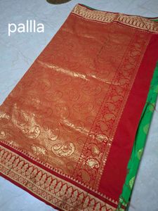 Woven Banarsi Jacquard Green Saree