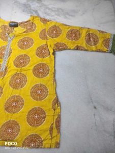 Yellow Printed Kurta