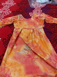 Floral Kurta Set Orange shade