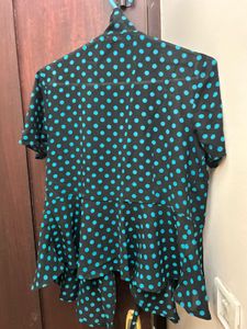 Polka dot black Tie up Shrug Top