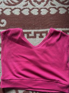 Pink Ribbed Wrap Top