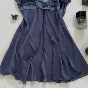 Mid Slit Royal Blue Lacey Y2K Nightdress Top