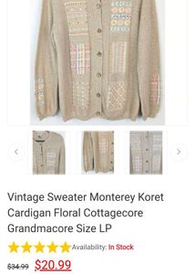 Vintage Embroidered Cardigan Sweater