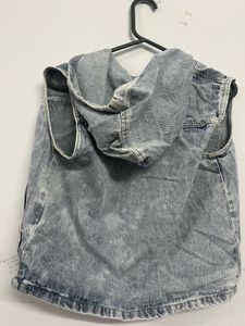 Denim Sleeveless Hoodie Vest