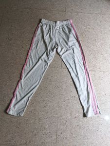 Gray & Pink Striped Lounge Pants