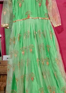 Green Embroidered Anarkali Dress