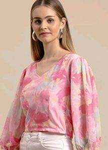 💓 Puff Sleeves Pink Top 💓