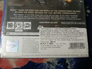 BLACK PS2 GAME DVD