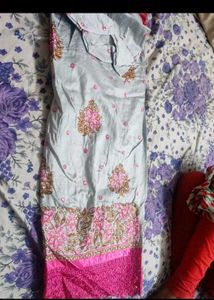 Pink Embroidered Dress Materials