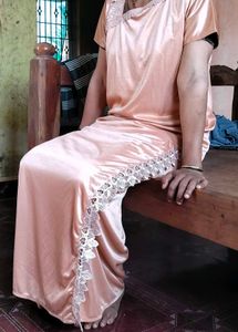 Satin Nighty With Top And Skirt