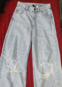 Denim Jeans Distressed On Keen Wide Leg H&amp;M