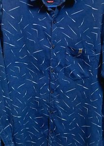 Men&#39;s Stylish Blue Patterned Shirt