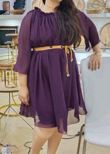 Beautiful Off Shoulder Midi Dress With Inner