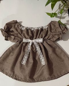 Brown gingham babydoll top🤎