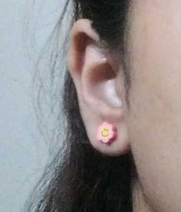 PINK AND YELLOW FLOWER STUDS