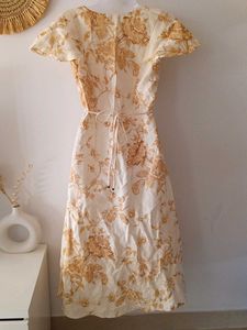 Floral Cotton Linen Midi Dress