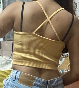 Yellow Ribbed Tank Top