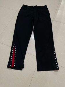 Partywear Black &amp; Red Split Hem Pants