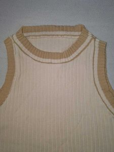 Beige Ribbed Tank Top