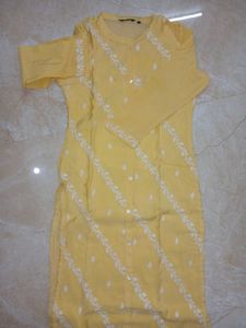 Yellow straight kurti