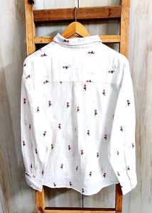 Floral White Shirt Cotton Size-38-40