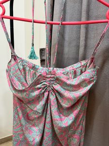 Paisley Print Tie-Front Slip Dress