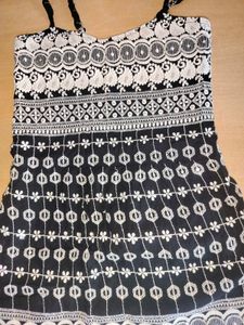 Elegant Black &amp; White Embroidered Dress