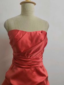 Coral Strapless Mini Dress