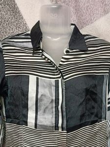 Sexy Black And White Striped Shirt