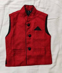 Boys Ethnic Waistcoat - Red