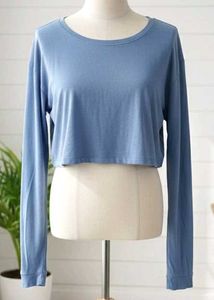 DressBerry Blue Long Sleeve Crop Top