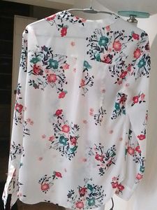ColourfulWhite Shirt With Overall Flower Prints