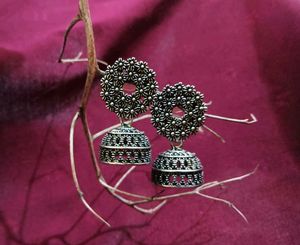 Oxidized Silver Square Earrings