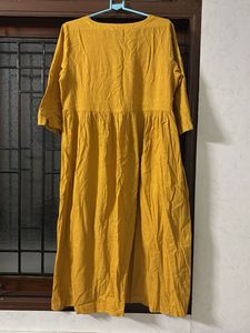 Mustard Floral Embroidered Kurta